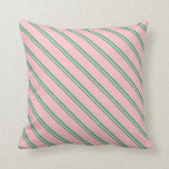 [ Thumbnail: Sea Green and Pink Lines Throw Pillow ]