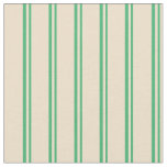 [ Thumbnail: Sea Green and Tan Stripes Pattern Fabric ]