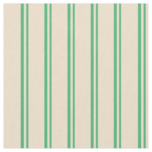 Sea Green and Tan Stripes Pattern Fabric (Close Up)