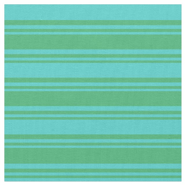 Sea Green and Turquoise Lined Pattern Fabric (Close Up)
