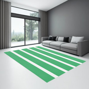 Sea Green and White Minimal Stripes Office Rug