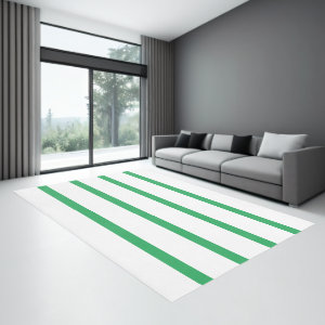 Sea Green and White Minimal Stripes Office Rug