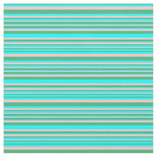 Sea Green, Aqua, and Pink Lines/Stripes Pattern Fabric