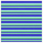 [ Thumbnail: Sea Green, Aquamarine, and Blue Lines Fabric ]
