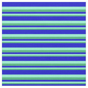 Sea Green, Aquamarine, and Blue Lines Fabric
