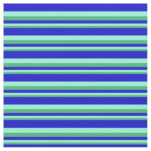 Sea Green, Aquamarine, and Blue Lines Fabric