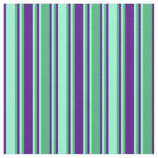 Sea Green, Aquamarine, and Indigo Stripes Fabric