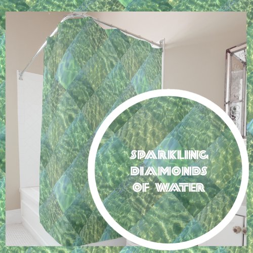 Sea Green Aquamarine Water Diamond Patchwork Shower Curtain