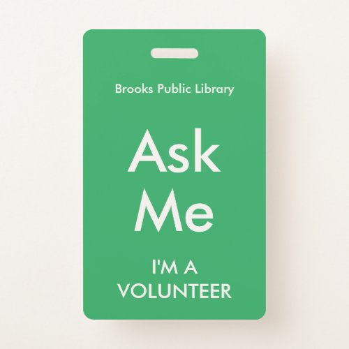 Sea Green Ask Me Badge for Volunteers