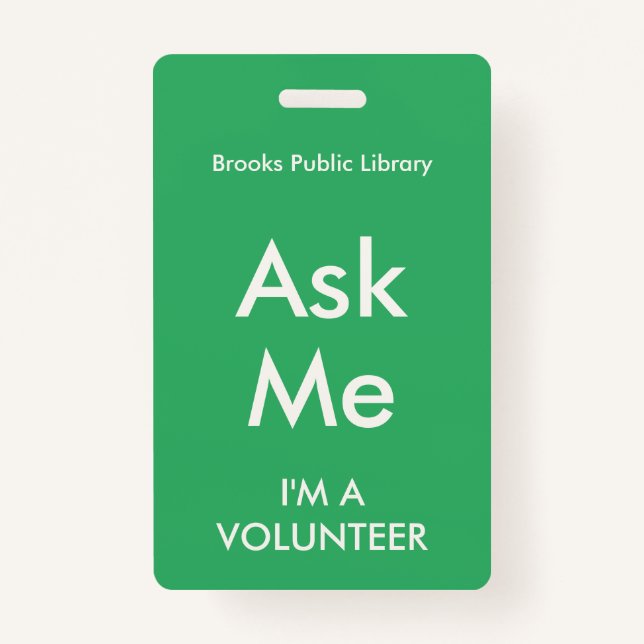 Sea Green Ask Me Badge for Volunteers (Front)