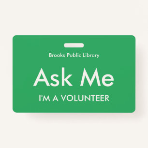 Sea Green Ask Me Badge for Volunteers