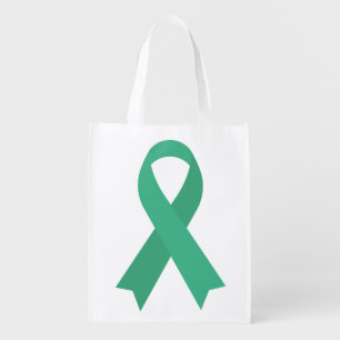 Sea Green Awareness Ribbon Spasmodic dysphonia Grocery Bag
