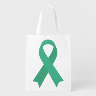 Sea Green Awareness Ribbon Spasmodic dysphonia Grocery Bag