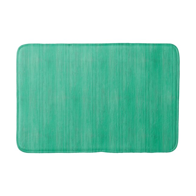 Sea Green Bamboo Wood Grain Look Bathroom Mat (Front)