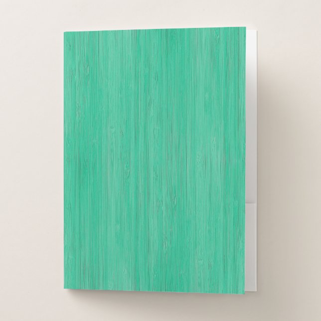 Sea Green Bamboo Wood Grain Look Pocket Folder (Front)