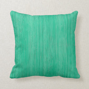 Sea Green Bamboo Wood Grain Look Throw Pillow