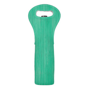 Sea Green Bamboo Wood Grain Look Wine Bag