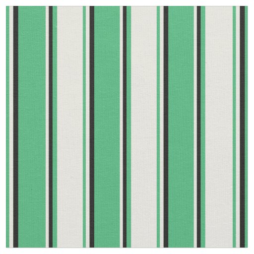 Sea Green, Beige & Black Lined Pattern Fabric