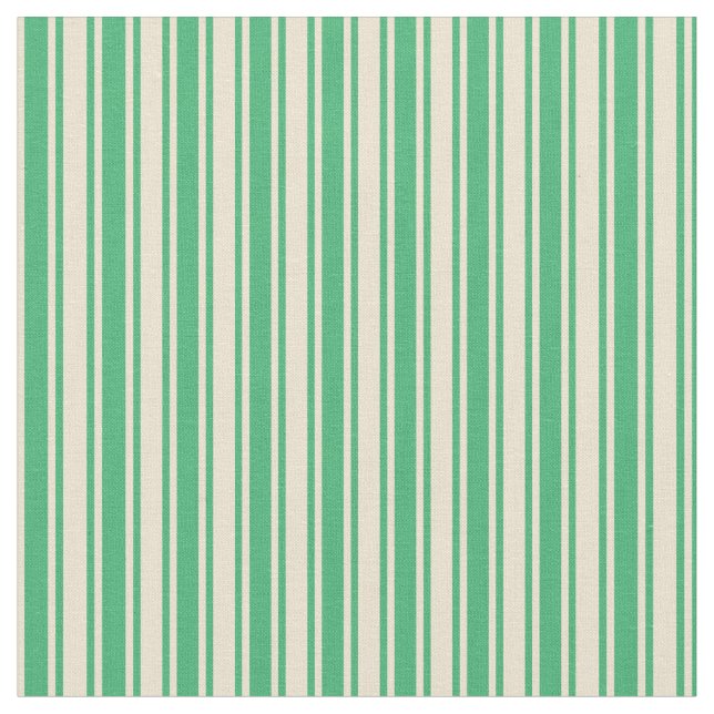 Sea Green & Beige Stripes Pattern Fabric (Close Up)