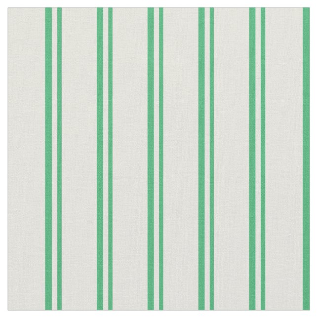 Sea Green & Beige Stripes Pattern Fabric (Close Up)