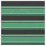 [ Thumbnail: Sea Green, Black, and Aquamarine Stripes Pattern Fabric ]
