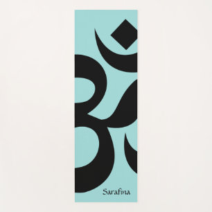 Sea Green Black Om Symbol Personalized Reversible Yoga Mat