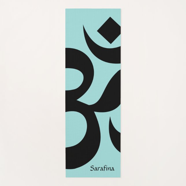 Sea Green Black Om Symbol Personalized Reversible Yoga Mat (Front)