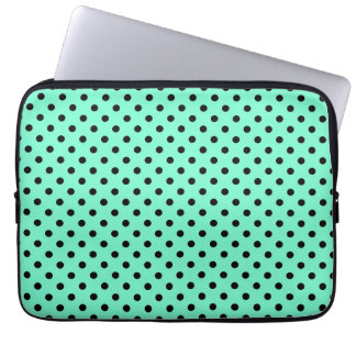 Sea Green Black Polka Laptop Sleeve