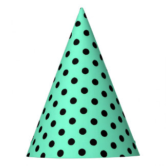 Sea Green Black Polka Party Hat