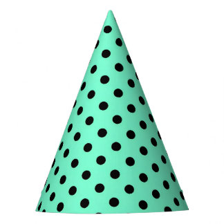Sea Green Black Polka Party Hat