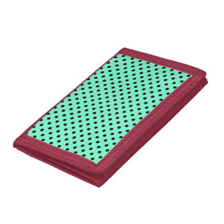 Sea Green Black Polka Wallet Fold