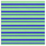 [ Thumbnail: Sea Green, Blue, and Light Green Colored Stripes Fabric ]