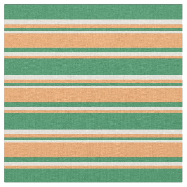 Sea Green, Brown & Beige Stripes/Lines Pattern Fabric (Close Up)