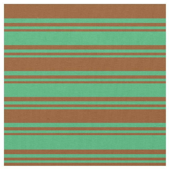 Sea Green & Brown Stripes Fabric (Close Up)