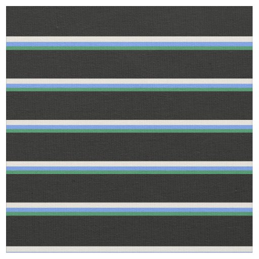 Sea Green, Cornflower Blue, Beige, and Black Fabric