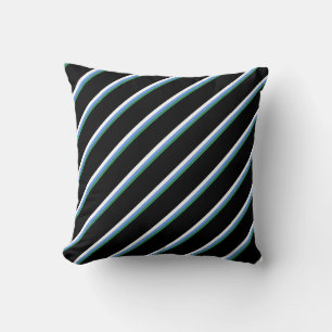 Sea Green, Cornflower Blue, White, and Black Throw Pillow