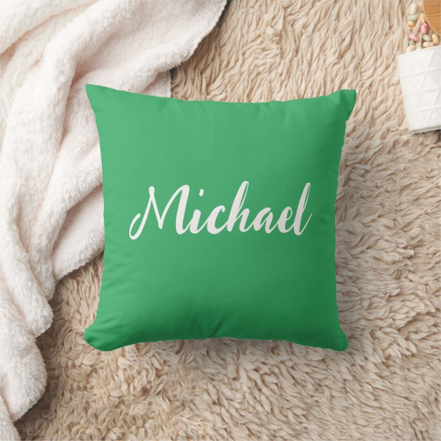 Sea Green Custom Your Own Name Elegant Throw Pillow (Blanket)