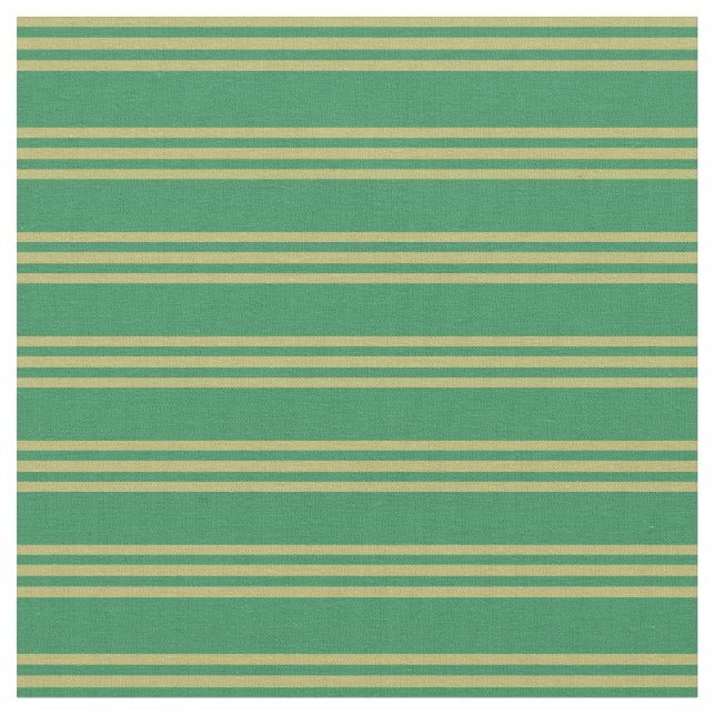 Sea Green & Dark Khaki Striped/Lined Pattern Fabric (Close Up)