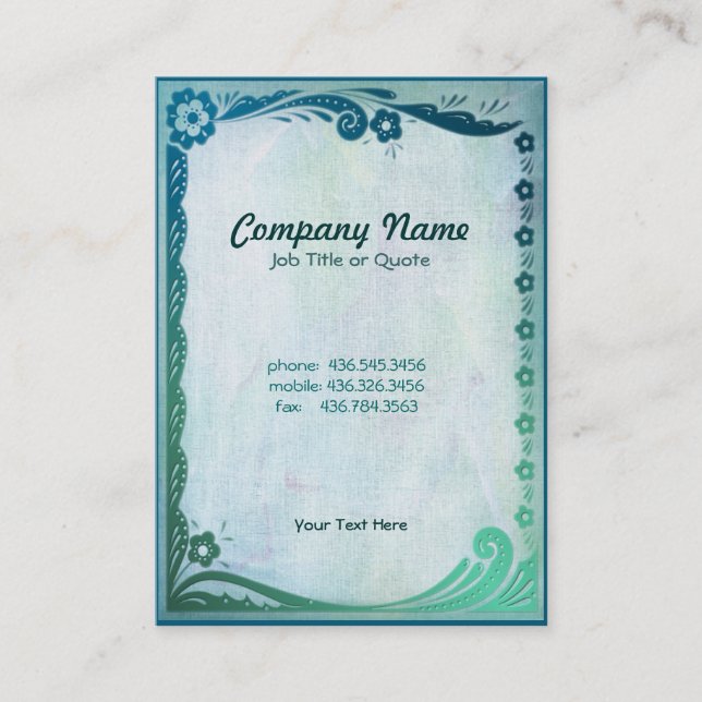 Sea Green Fantasy Business Card (Front)