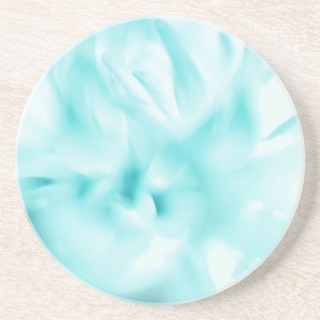 Sea Green Floral Print Sandstone Coaster (Front)