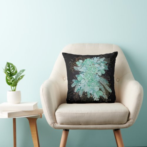 Sea green girly collage throw pillow