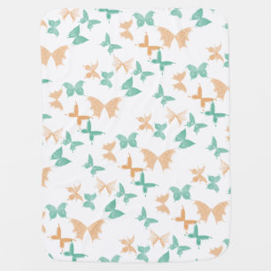 Sea Green Gold Butterflies Unisex Stroller Blanket