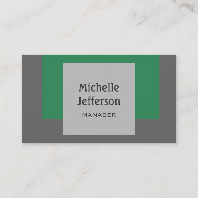 Sea Green Gray Contemporary Business Card (Front)