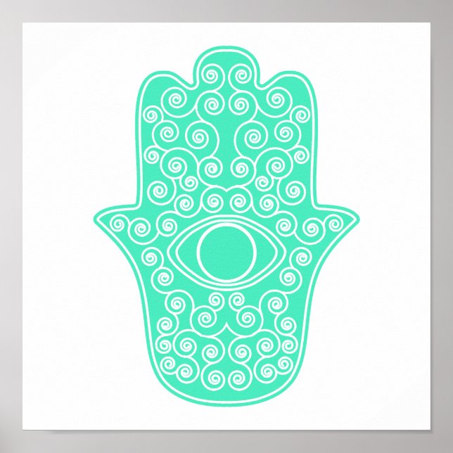 Sea Green Hamsa-Hand of Miriam-Hand of Fatima.png Poster (Front)