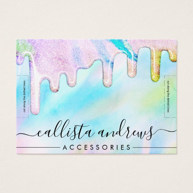 Sea Green Holographic Glitter Drips Bracelet (Front)