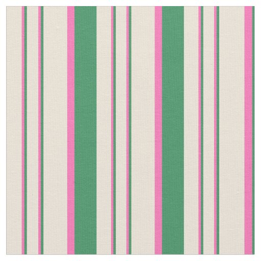 Sea Green, Hot Pink & Bisque Lines Pattern Fabric