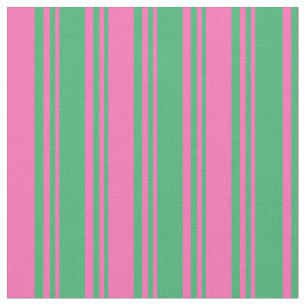 Sea Green & Hot Pink Stripes/Lines Pattern Fabric
