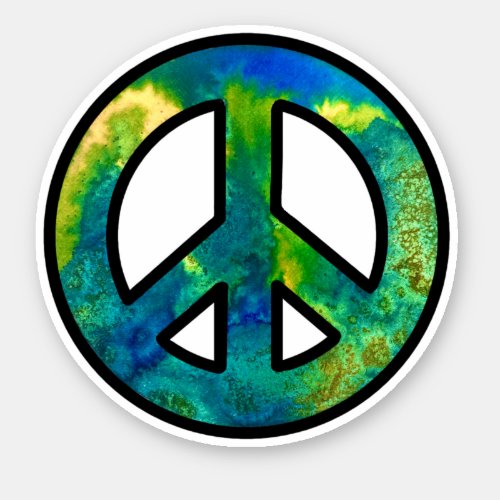 Sea Green Ink Peace Sign Sticker