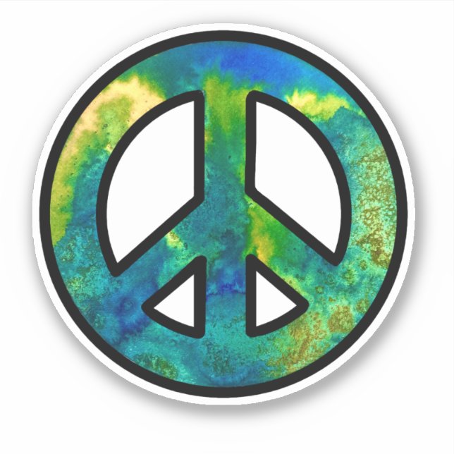 Sea Green Ink Peace Sign Sticker (Front)
