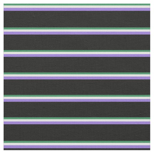 Sea Green, Light Cyan, Purple, and Black Stripes Fabric